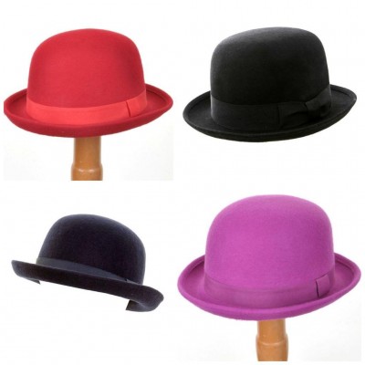 VINTAGE Style Black Felt Bowler Hat BNWT/NEW 100% Wool Derby hat S/M/L  eb-65129145